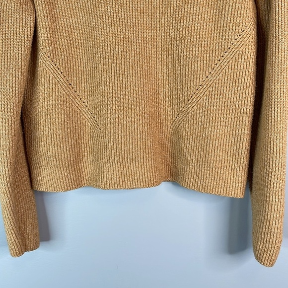 Banana Republic Pointelle Classic Camel Crewneck Sweater Ribbed Academia Prep S - Picture 4 of 9